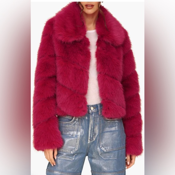 Avec Les Filles Faux Fur Crop Jacket Gray - Picture 13 of 16